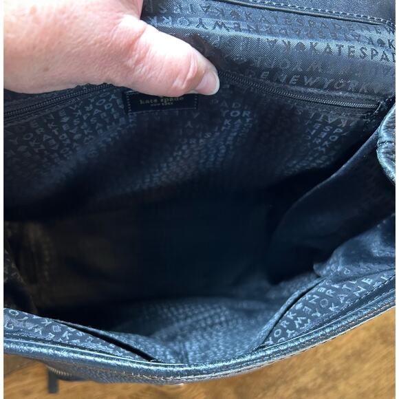 Kate Spade NY Remington Black Pebbled Leather SOFT Backpack Brass Hardware read main image 11